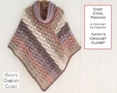 Crochet Poncho PATTERN - Cozy Cowl Poncho - Poncho with Cowl Pattern - Boho Poncho Pattern - Yarn Cake Poncho - Quick Poncho Pattern