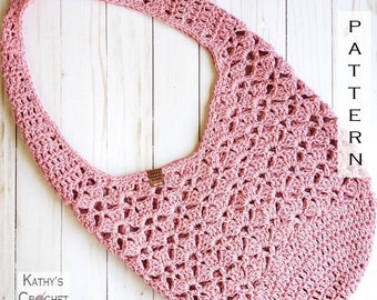 Crochet Bag PATTERN - Summer Lace Bag Pattern - Beach Bag Pattern - Farmers Market Tote - DIY Cotton Bag - Market Bag Pattern