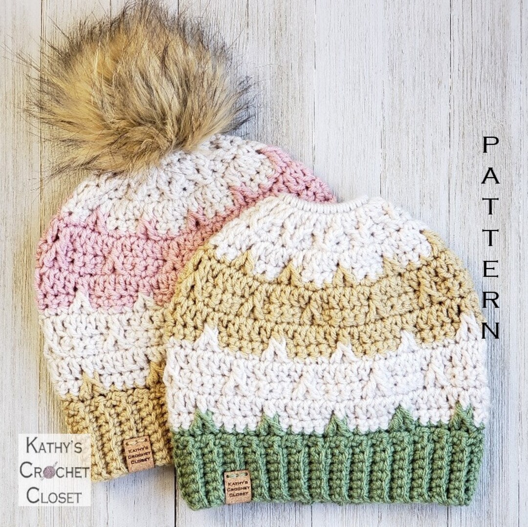 Erin Ponytail Hat - Crochet Messy Bun Beanie or Pompom  display picture 1