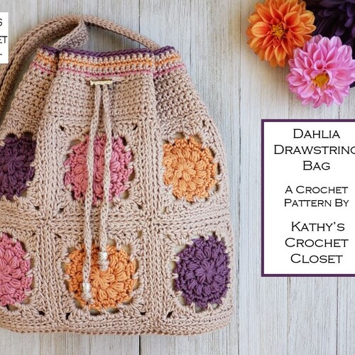 Granny Square Crochet Pattern Drawstring Pouch Crochet Etsy