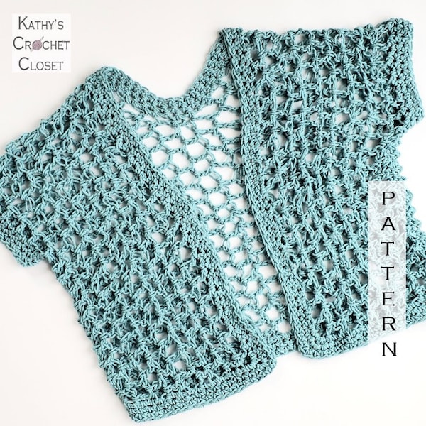 Crochet Shrug PATTERN - Cardigan en treillis rapide - Easy Shrug Pattern - Big Hook Crochet Pattern - Summer Crochet Sweater