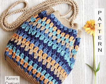 Crochet Bag PATTERN - Summer Escape Bag - DIY Crochet Bag - Crossbody Bag Pattern - Crochet Drawstring Bag Pattern - DIY Crochet Purse