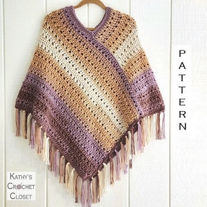 Poncho mujer bicolor flecos - TRICOT