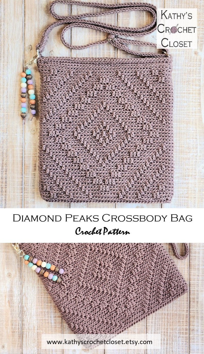 Crochet Bag PATTERN Diamond Peaks Crossbody Bag Boho Crochet Bag Pattern DIY Crochet Bag Crossbody Bag Pattern Overlay Crochet Bag image 6