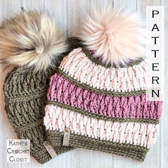 3-in-1 Handmade Crochet Beanie Pom Pom Slouchy Cuffed Wabi-Sabi Upcycled hat Crochet Slouchy Hat with Pom-Pom – My Crafty Hook main image 2
