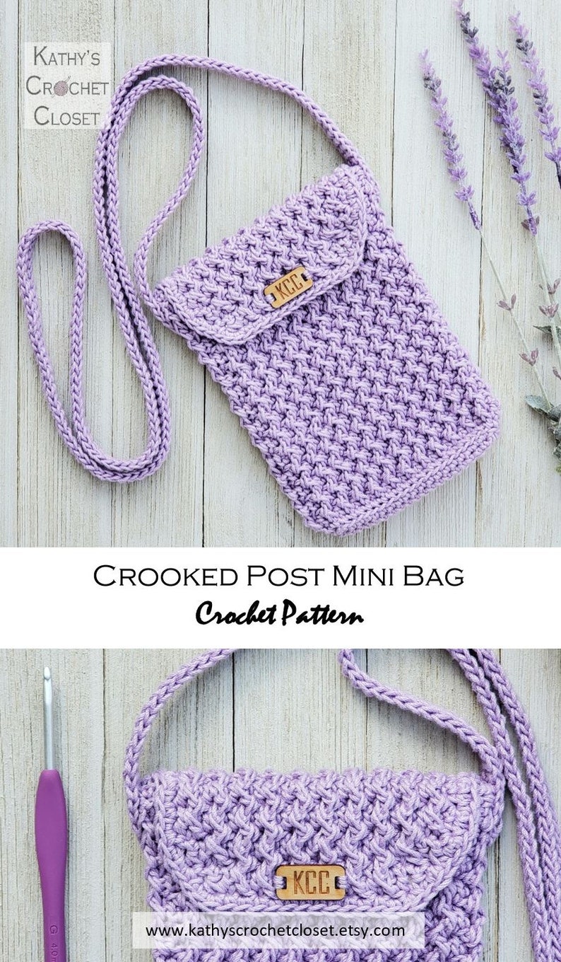 Crochet Bag PATTERN Crooked Post Mini Bag DIY Crochet Bag Crochet Crossbody Bag Pattern Small Bag Crochet Pattern Mini Bag Crochet image 9