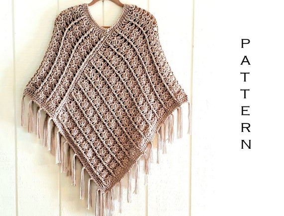 Crochet Poncho Pattern Quick Cable Poncho Womens Fall -