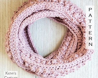 Posh Puffs Infinity Scarf - Crochet Puff Stitch Circle Scarf PATTERN (PDF Download)