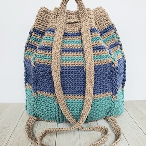 Crochet Bag PATTERN Cable Stripes Backpack Drawstring Bag Pattern Striped Bag Pattern DIY Crochet Backpack Drawstring Purse image 6