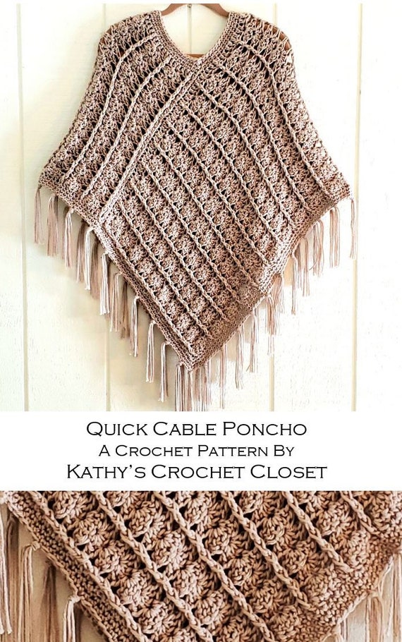 huella túnel Inspiración Crochet Poncho Pattern Quick Cable Poncho Womens Fall - Etsy México