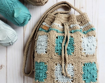Crochet Bag PATTERN Sea Glass Drawstring Bag DIY Crochet Bag