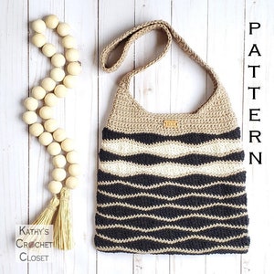 Borsa a tracolla Spectator - MODELLO fai da te per borsa a righe ondulate all'uncinetto (scarica PDF)