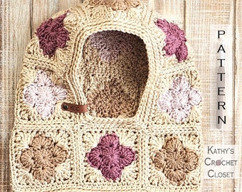 Crochet Balaclava PATTERN - Quatrefoil Balaclava - Crochet Hood Pattern - Granny Square Hood Pattern - Granny Square Balaclava
