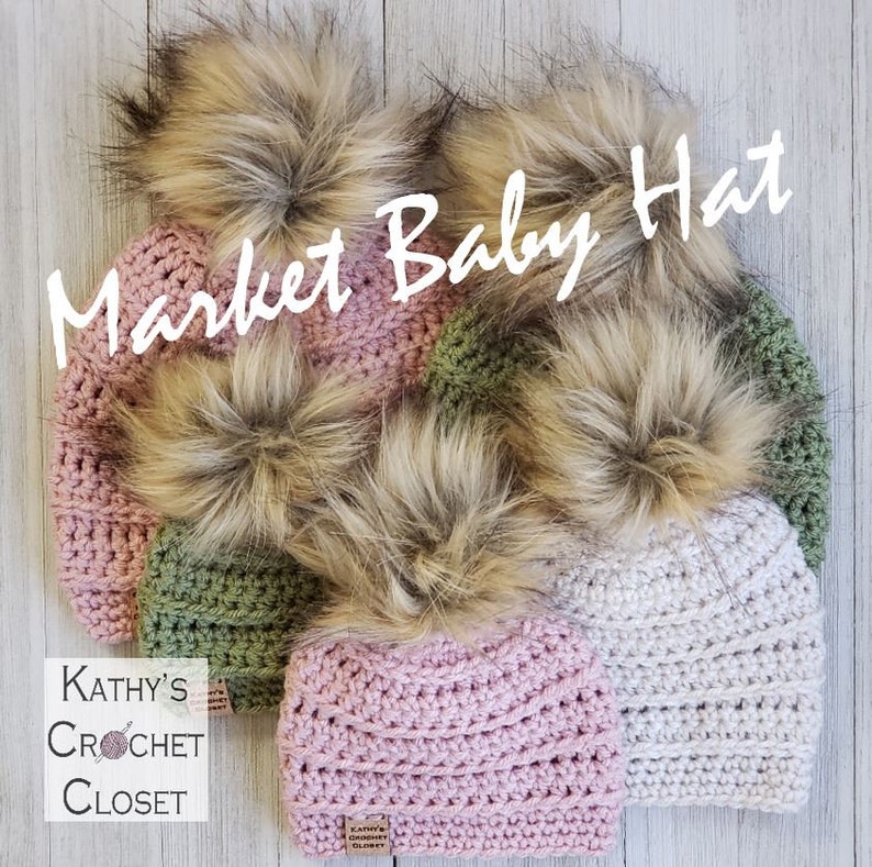 Crochet Baby Hat PATTERN Market Baby Hat Baby Beanie Pattern Crochet Baby Beanies Toddler Baby Preemie Hat Pattern 5 Sizes image 7