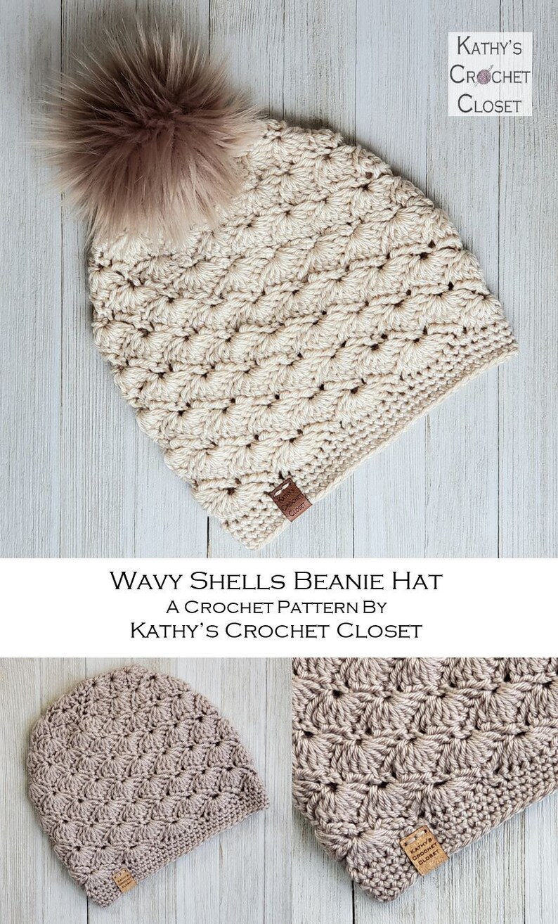 Crochet Beanie PATTERN Wavy Shells Beanie Hat Crochet Hat Etsy