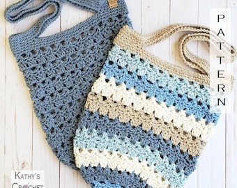 Crochet Bag PATTERN - Beach Street Market Bag - Market Bag Pattern - Farmers Market Tote - DIY Cotton Bag