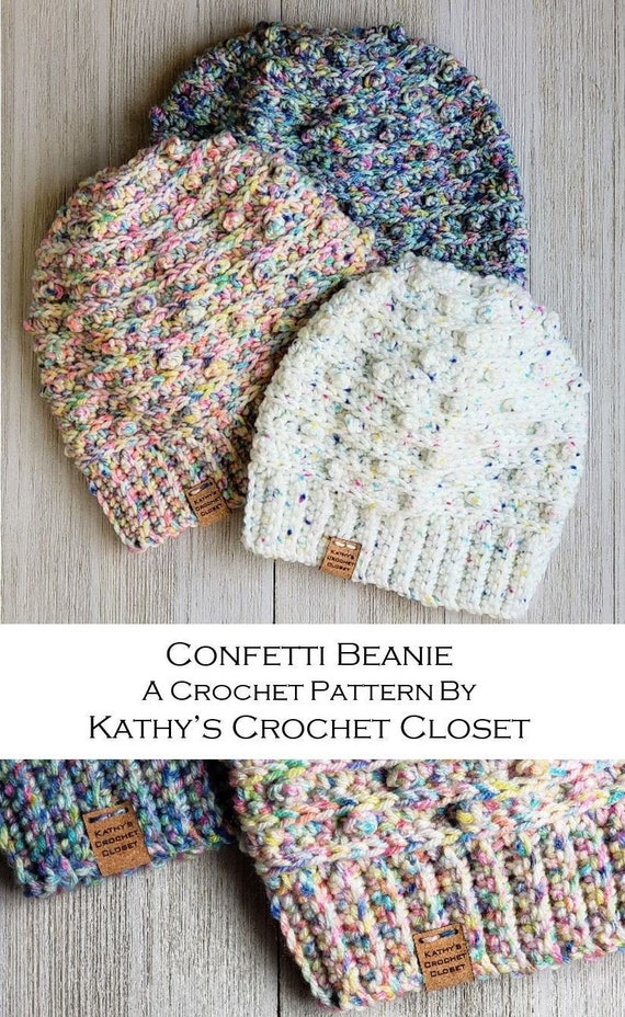 Handmade Crochet Beanie Cream Multi Color Confetti Speckled Shell Stitch Hat NEW Meadow Hat: Free Crochet Shell Stitch Beanie Pattern  main image 2