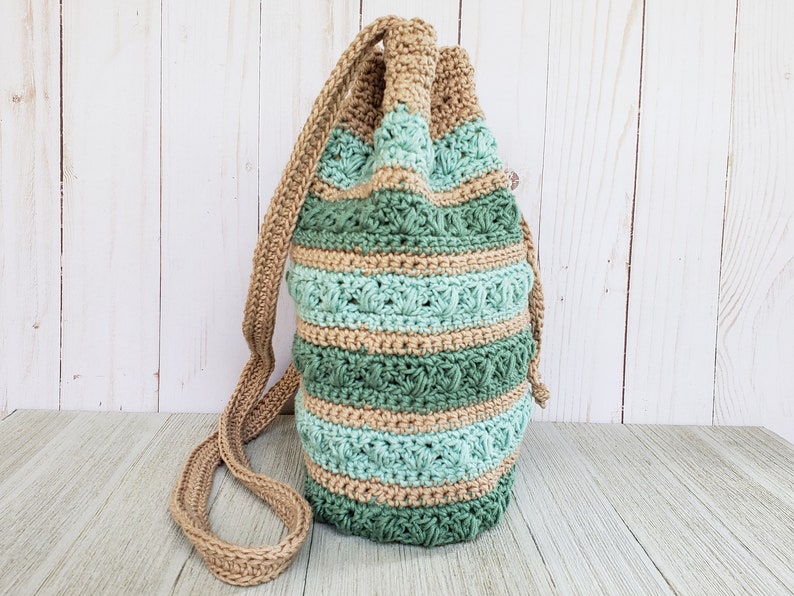 Crochet Bag PATTERN Succulent Drawstring Bag DIY Crochet Bag Crochet Crossbody Bag Pattern Crochet Drawstring Bag Pattern image 5