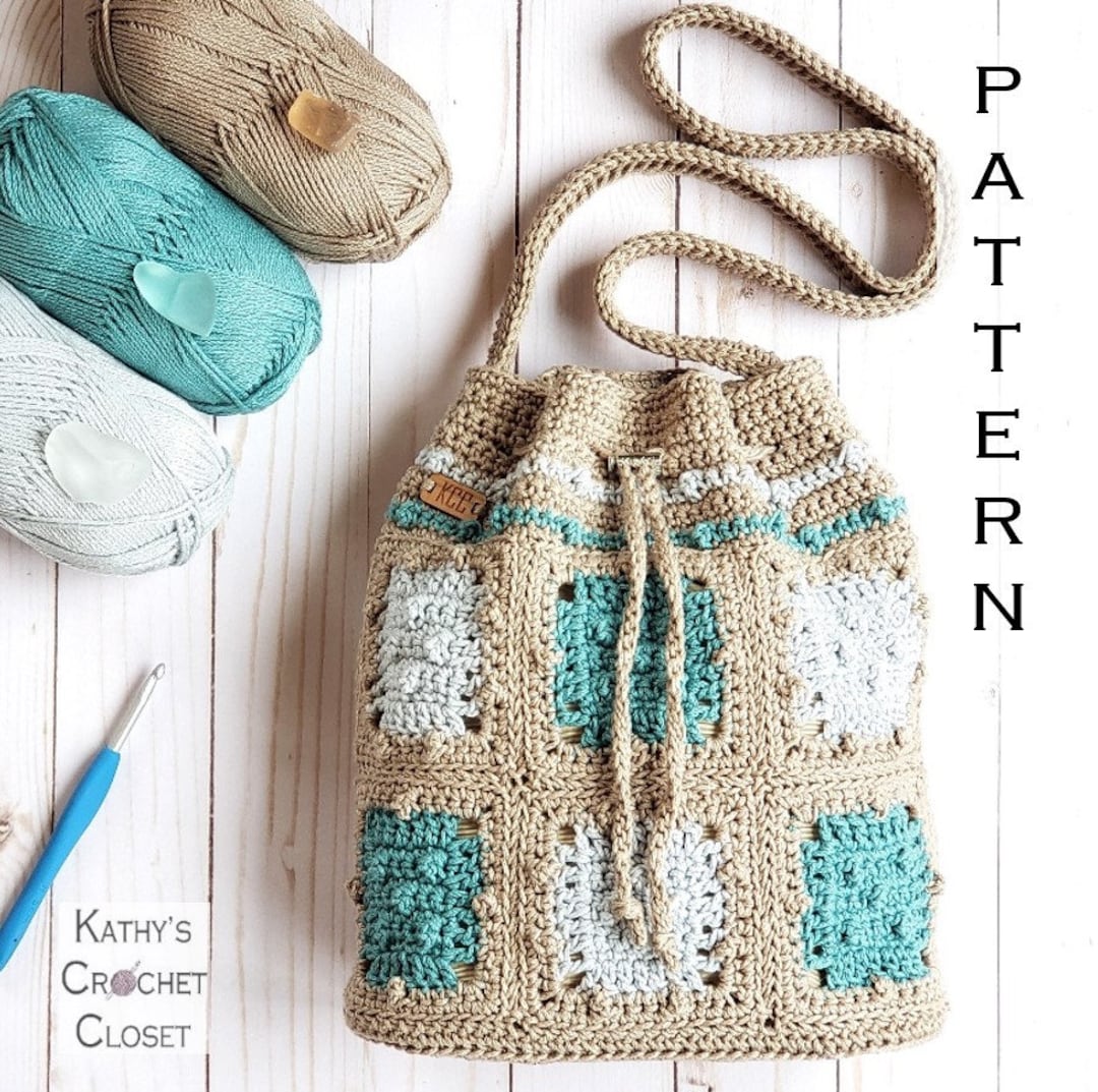 Crochet Bag PATTERN Sea Glass Drawstring Bag DIY Crochet - Etsy