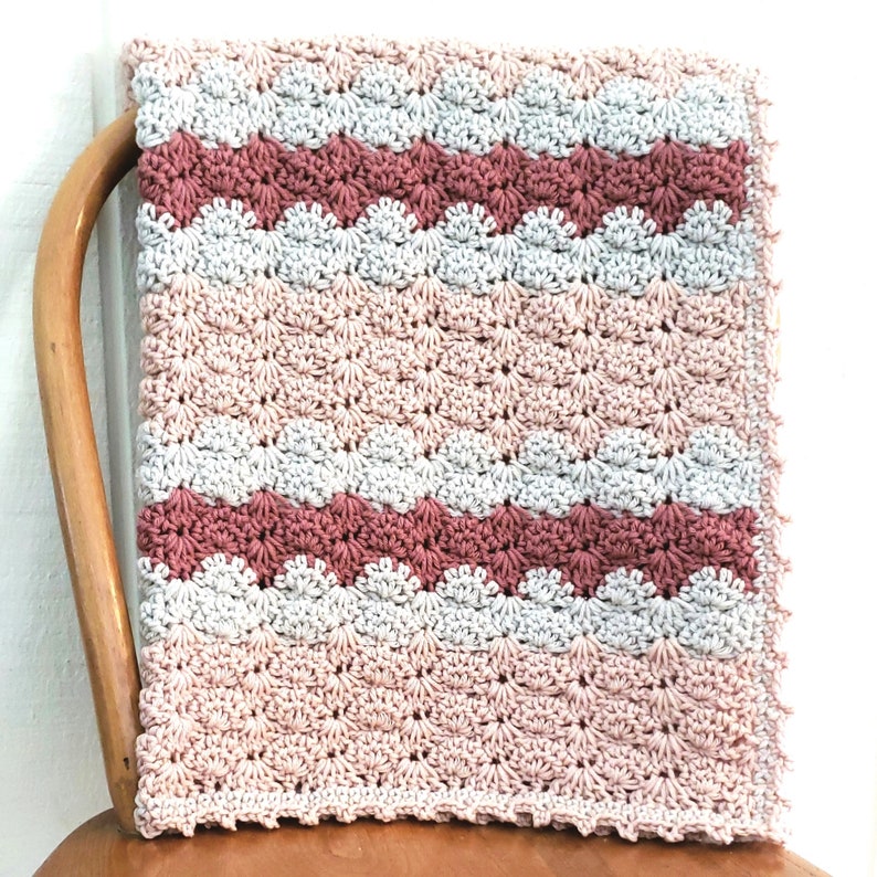 Crochet Baby Blanket PATTERN Madilyn Baby Blanket and Hat Baby Afghan Pattern Girl Baby Blanket Pink Gray Baby Blanket Baby Gift image 3