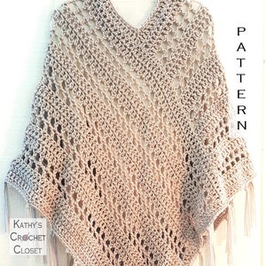 Crochet Poncho PATTERN - Easy Weekend Poncho - Poncho with Fringe Pattern - Boho Poncho Pattern - Yarn Cake Poncho - Easy Poncho Pattern