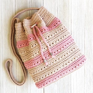 Crochet Bag PATTERN Crisscross Drawstring Bag Boho Bag Pattern Crochet Drawstring Purse image 3