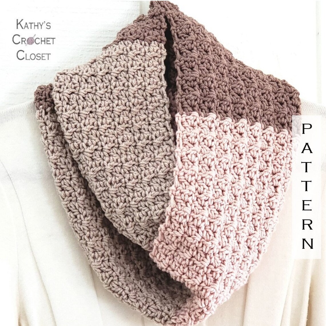 Color Block Infinity Scarf - DIY Crochet Circle Scarf PATTERN (PDF ...