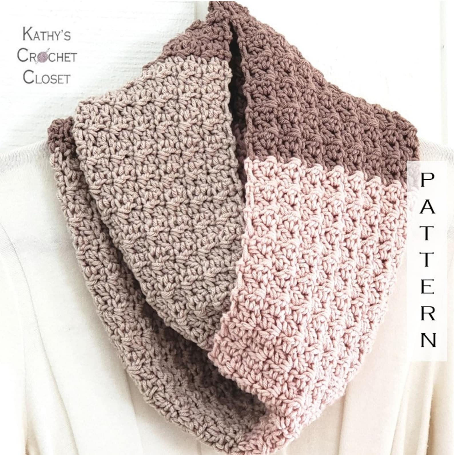 Color Block Infinity Scarf - DIY Crochet Circle Scarf PATTERN (PDF ...
