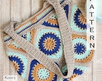 Crochet Bag PATTERN - Reel Time Shoulder Bag - Boho Crochet Bag Pattern - Crochet Circle Bag - Granny Square Bag Pattern - Round Crochet Bag