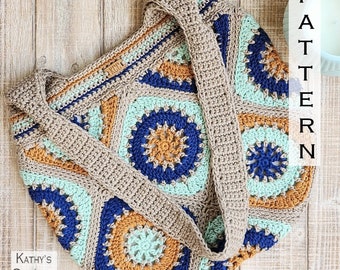 Patrón de bolso de hombro Reel Time - Bolso de abuela cuadrado de crochet (Descarga PDF)