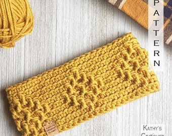 Hoofdband met diamanten reliëf - gehaakt PATROON voor damesoorwarmer (pdf-download)