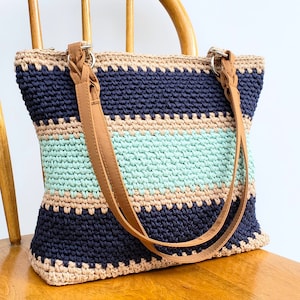 Crochet Bag PATTERN Boardwalk Shoulder Bag DIY Crochet Bag Striped ...