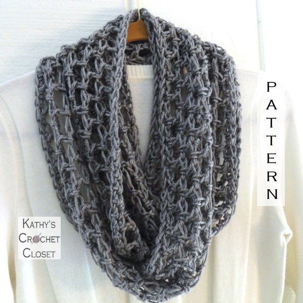 Crochet Infinity Scarf PATTERN - Lattice Infinity Scarf -  Lightweight Crochet Scarf Pattern - Easy Scarf Pattern - DIY Infinity Scarf