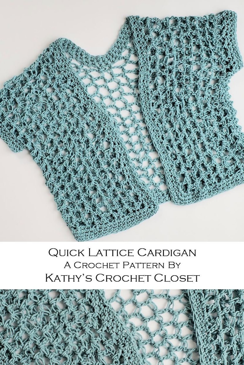 Crochet Shrug PATTERN Quick Lattice Cardigan Easy Shrug Pattern Big Hook Crochet Pattern Summer Crochet Sweater image 7