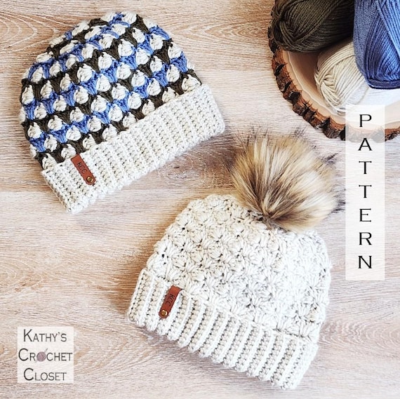 Timber Hill Beanie - Crochet Warm Double Brim Hat PATTERN (PDF
