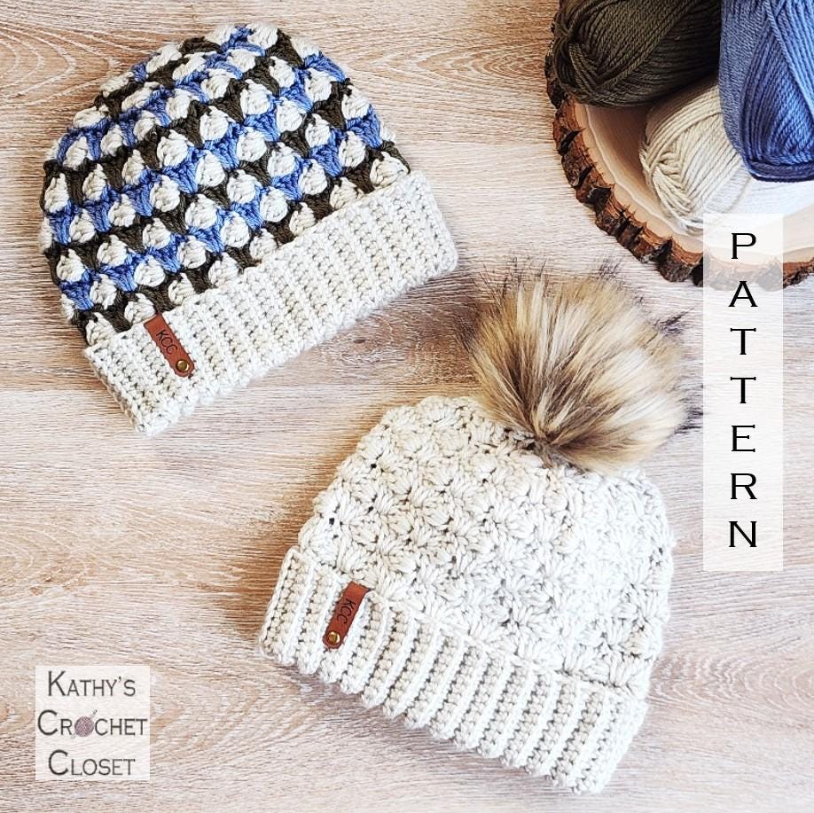 Timber Hill Beanie - Crochet Warm Double Brim Hat PATTERN (PDF