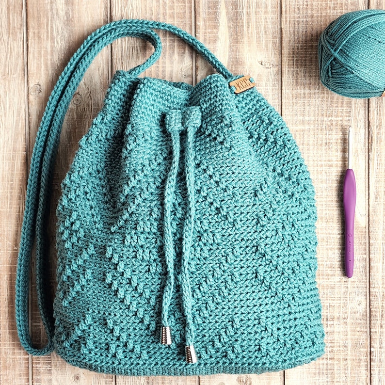 Crochet Bag PATTERN Diamond Peaks Drawstring Bag Boho Bag - Etsy