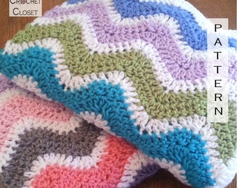 Crochet Baby Blanket PATTERN - Wavy Ripple Baby Blanket - Baby Afghan Pattern - Easy Crochet Blanket - DIY Chevron Blanket - DIY Baby Gift