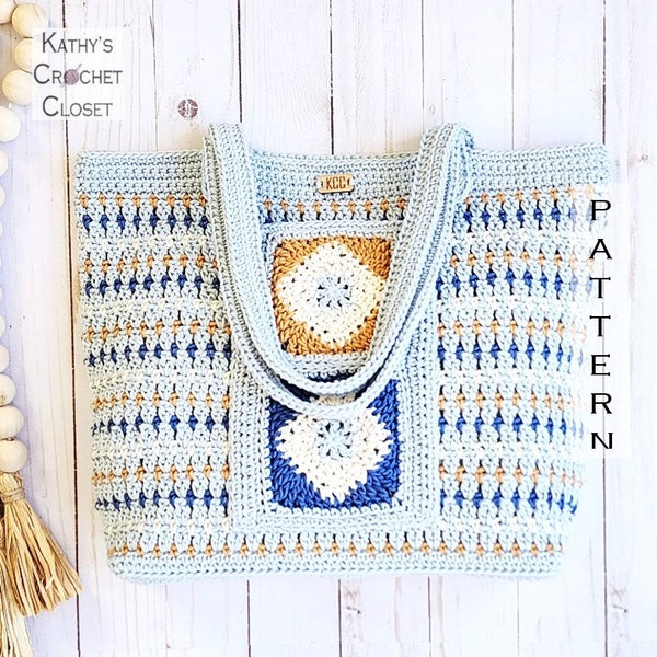 Crochet Bag PATTERN - Diamond Daze Tote Bag - Boho Crochet Bag Pattern - DIY Crochet Tote Bag - Granny Square Bag - Crochet Beach Bag
