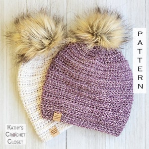 Crochet Hat PATTERN - Chain Ridge Beanie - Crochet Slouchy Hat Pattern - DIY Crochet Beanie with Pompom