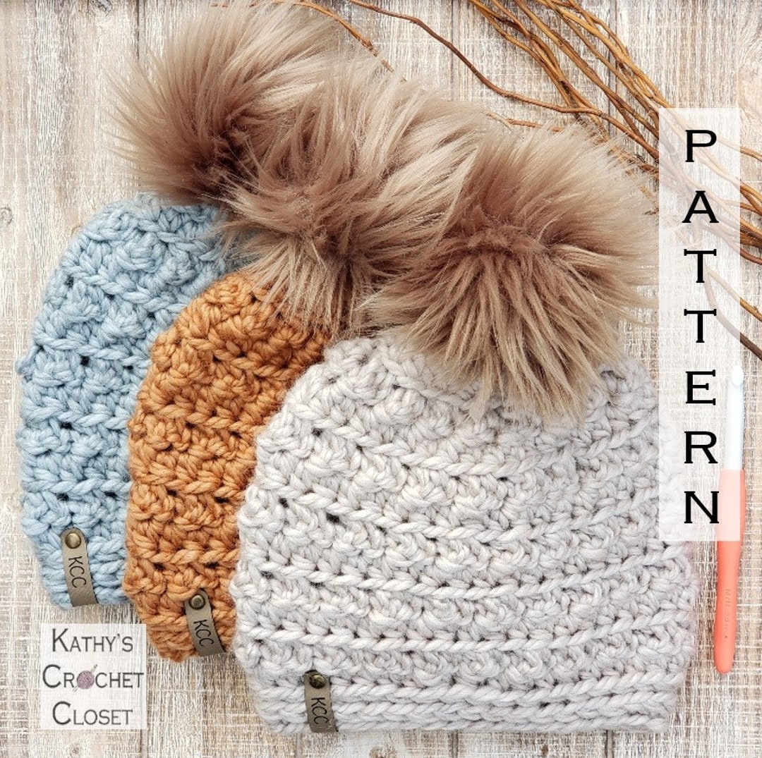 Bluff Trail Beanie - Crochet Super Bulky Yarn Beanie PATTERN (PDF ...