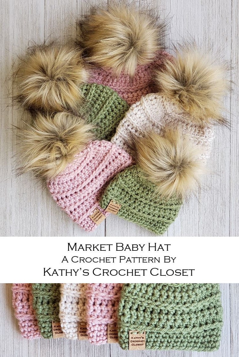 Crochet Baby Hat PATTERN Market Baby Hat Baby Beanie Pattern Crochet Baby Beanies Toddler Baby Preemie Hat Pattern 5 Sizes image 8