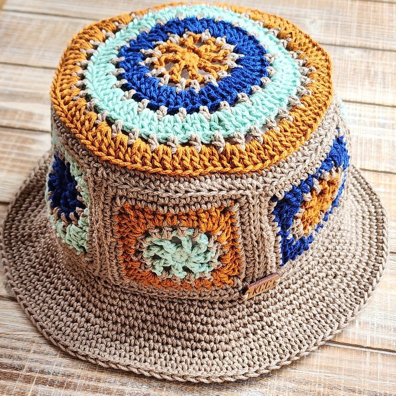 Crochet Bucket Hat PATTERN Reel Time Bucket Hat Summer Hat Pattern DIY Bucket Hat Granny Square Bucket Hat Pattern Sun Hat Pattern image 3