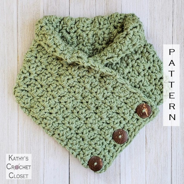 Crochet Scarf PATTERN - Winter Day Button Scarf - DIY Crochet Scarf -  Button Cowl Pattern - Easy Crochet Scarf Pattern - DIY Circle Scarf