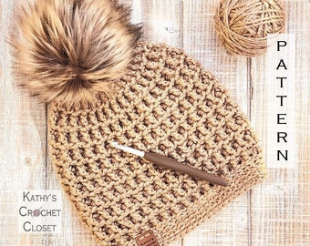 Mini Waffle Hat - Crochet Textured Beanie PATTERN (PDF Download)