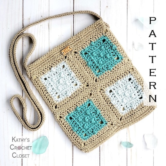 Sea Glass Crossbody Bag Crochet Granny Square Purse PATTERN (PDF Download)