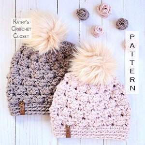 Crochet Hat PATTERN - Rosebud Beanie - Crochet Beanie Pattern - DIY Crochet Women's Hat - Super Bulky Hat Pattern - Infant Hat Pattern