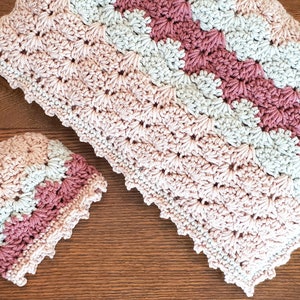 Crochet Baby Blanket PATTERN Madilyn Baby Blanket and Hat Baby Afghan Pattern Girl Baby Blanket Pink Gray Baby Blanket Baby Gift image 6