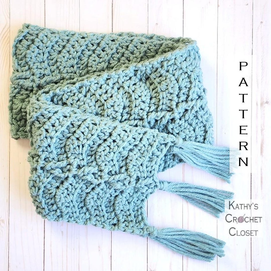 Agave Scarf - Crochet DIY Chunky Fringed Scarf Pattern (PDF Download) - Etsy, image size:1080x1081