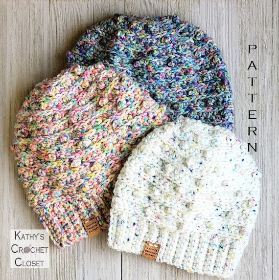 Confetti Beanie - DIY Crochet Hat PATTERN in 3 Sizes (PDF Download)